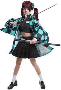 KNY Demon Fighter Child of Brightness Cosplay Costume Girl Style Uniform with Haori Socks and Accessories