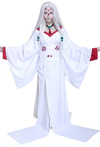 KNY Rui Mother Spider Demon Cosplay Kostüm Kimono mit Halskette und Haarschmuck