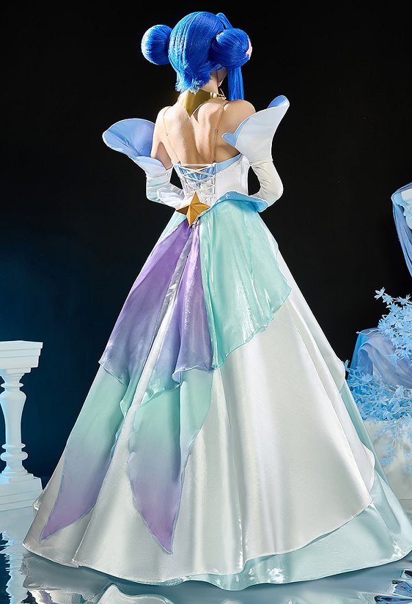 Costume cosplay Knights Princess à épaules dénudées avec manches et collier ras-du-cou
