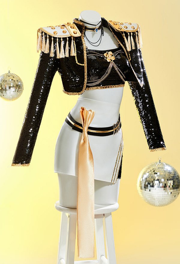 K-POP: Cazadoras de Demonios Mira Cosplay Outfit de promoción Corsé y pantalón corto con chaqueta y falda