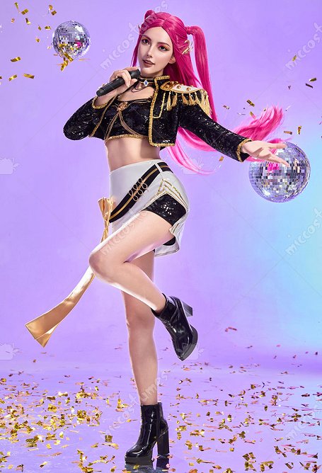 K-POP: Cazadoras de Demonios Mira Cosplay Outfit de promoción Corsé y pantalón corto con chaqueta y falda