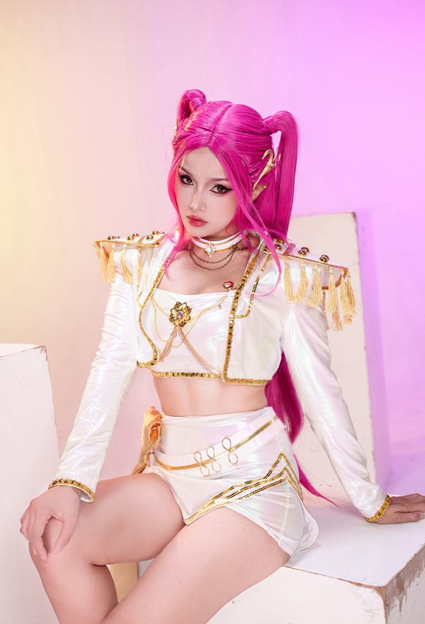 KPOP Cazadoras de Demonios Cosplay Top tubo y culotte blancos con chaqueta y cinturón