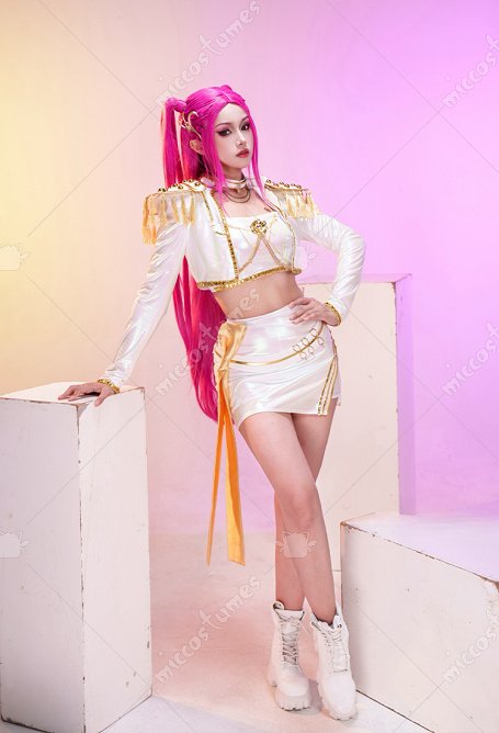 Kpop Killer Main Dancer Cosplay Costume Costume blanc avec haut tube et jupe-short veste et ceinture
