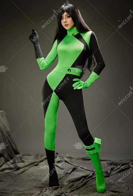 Disfraz de Kim Possible Shego Mono de Cosplay Costume