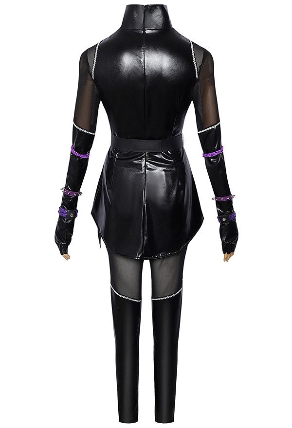 Kpop Slayers Main Dancer Cosplay Costume Black Battle Outfit Leather Jacket and Leather Pants with Belt and Leather Gloves