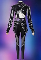 K-POP: Cazadoras de Demonios Stage Outfit Chaqueta de cuero y pantalones de cuero con cinturón y cinturilla K-POP: Cazadoras de Demonios Stage Outfit Chaqueta de cuero y pantalones de cuero con cinturón y cinturilla