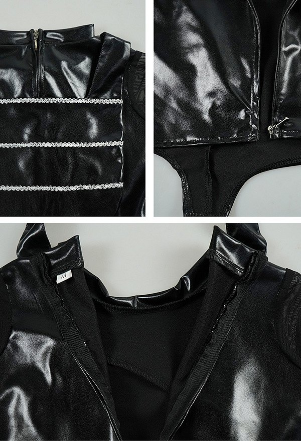 K-POP: Cazadoras de Demonios Stage Outfit Negro Chaqueta de cuero y pantalones de cuero con falda y cinturón de cuero K-POP: Cazadoras de Demonios Stage Outfit Negro Chaqueta de cuero y pantalones de cuero con falda y cinturón de cuero