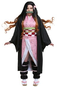 Plus Size KNY Red Bean The Chosen Demon Kimono Cosplay Costume Curvy Cosplay with Leg Protectors and Straps