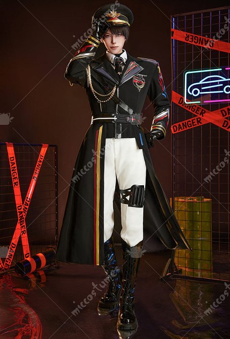 Amor y el espacio profundo Caleb Farspace Coronel Cosplay Disfraz Negro Uniforme Militar Conjunto