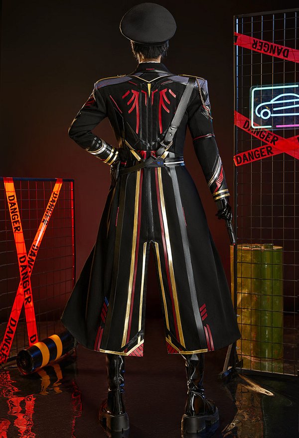 Amor y el espacio profundo Caleb Farspace Coronel Cosplay Disfraz Negro Uniforme Militar Conjunto