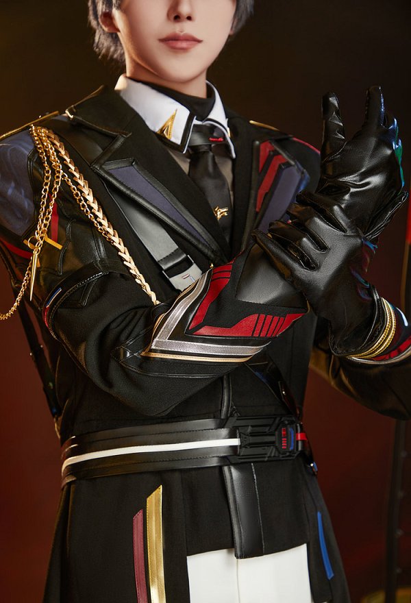 Amor y el espacio profundo Caleb Farspace Coronel Cosplay Disfraz Negro Uniforme Militar Conjunto