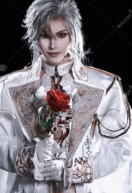 Traje de cosplay de Sylus el demonio de las alas plateadas de Love and Deepspace con forro y abrigo con capa desmontable