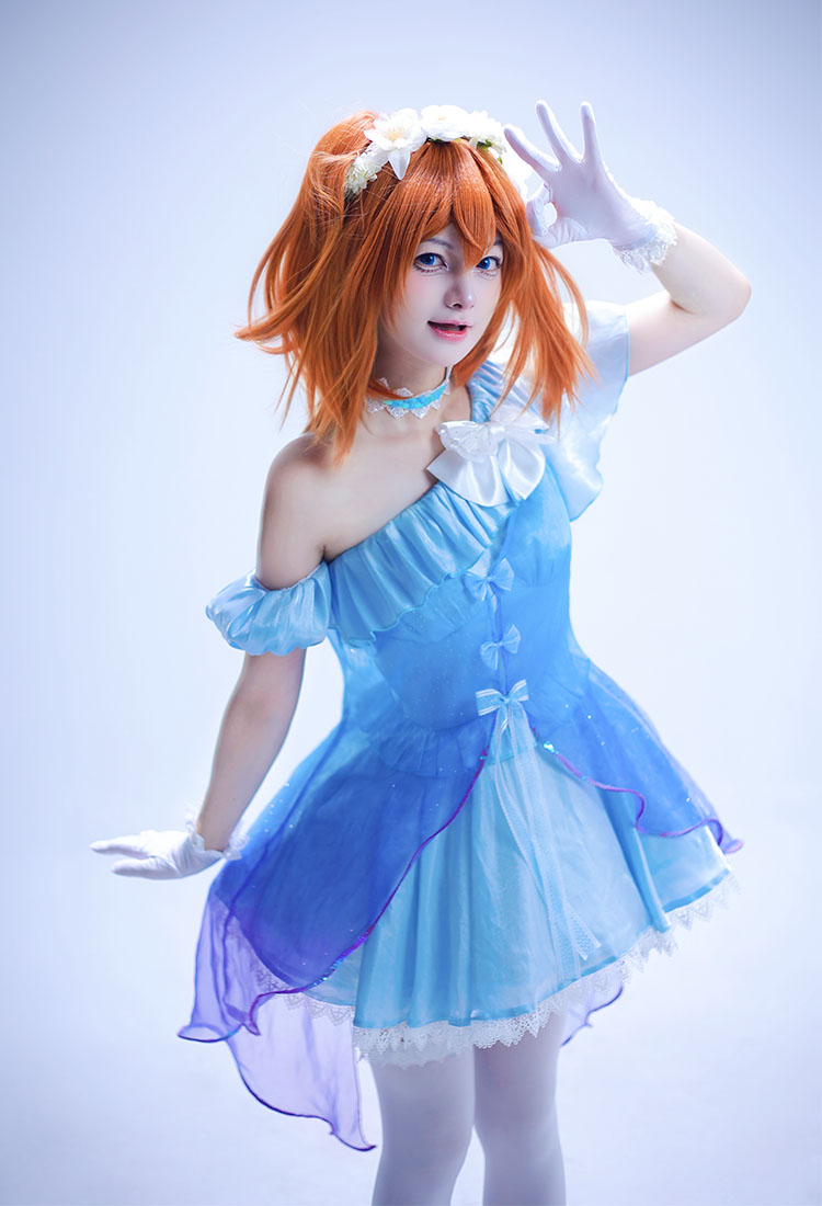 Love Live Honoka Kousaka Cosplay Kostümkleid mit Ärmeln und Handschuhen