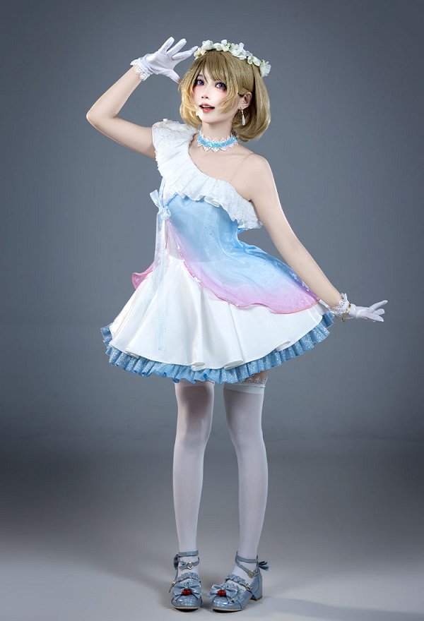 Love Live Hanayo Koizumi Dream's Door Cosplay Kostümkleid mit Handschuhen und Haarkranz