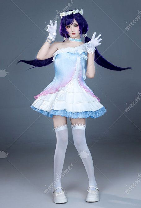 Love Live Nozomi Tojo Cosplay Vestido con cintas para el pelo y anillo para el cuello