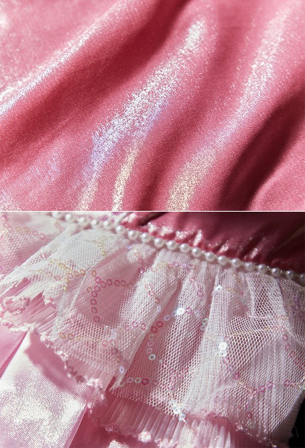 The Little Mermaid Princess Cosplay Kostüm Rosa Die kleine Meerjungfrau Kleid mit Halsstück und Ärmeln