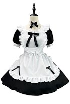 Übergröße Kawaii Maid Outfit Rüschen Schleife Schwarzes Kleid und Schürze mit Kopfschmuck und Halsband Übergröße Kawaii Maid Outfit Rüschen Schleife Schwarzes Kleid und Schürze mit Kopfschmuck und Halsband