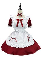 Plus Size Christmas Kawaii Maid Tenue Robe et Tablier Décorés de Nœud à Volants avec Coiffe et Tour de Cou Plus Size Christmas Kawaii Maid Tenue Robe et Tablier Décorés de Nœud à Volants avec Coiffe et Tour de Cou