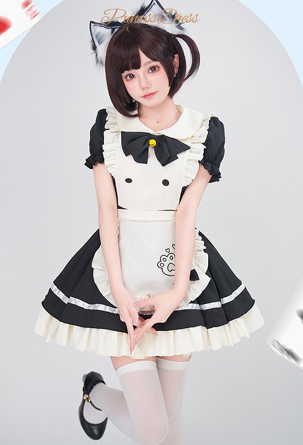 1/3 Delusion Vestido y Delantal de Estilo de Mucama Lindo con Cuello a Juego