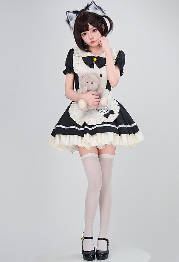 1/3 Delusion Vestido y Delantal de Estilo de Mucama Lindo con Cuello a Juego