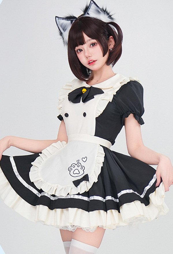 1/3 Delusion Vestido y Delantal de Estilo de Mucama Lindo con Cuello a Juego