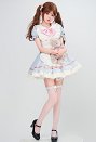 1/3 Delusion Cute Maid Dress Lolita Vestido y Delantal con Cuello Bowknot