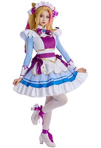 LOL Gwen Maid Dress Cosplay Costume Maid Dress with Bowknot and Stockings Sleeves