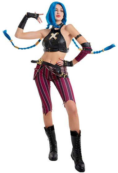 LOL Conjunto de Cosplay de Jinx 