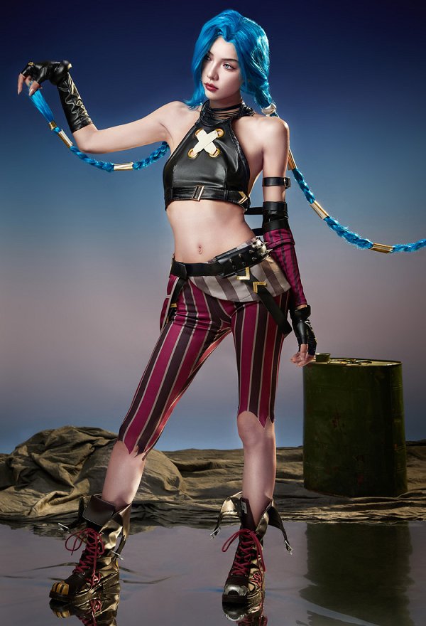LOL Conjunto de Cosplay de Jinx LOL Conjunto de Cosplay de Jinx
