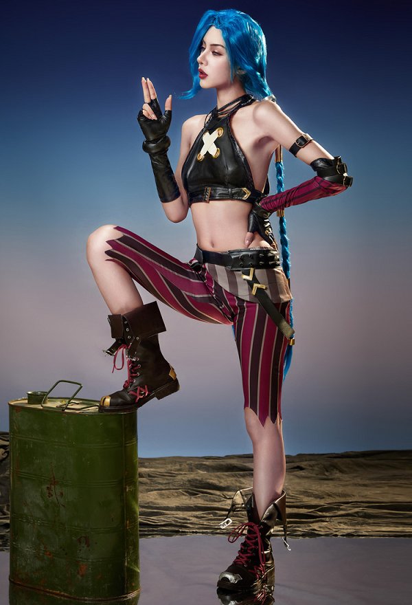 LOL Conjunto de Cosplay de Jinx LOL Conjunto de Cosplay de Jinx