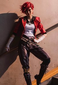 LOL Arcane Vi Cosplay Costume Jacket Pants with Complete Accessories