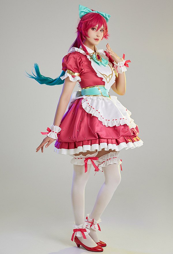 LOL Cafe Cuties Sivir Cosplay Costume Maid Dress with Complete Accessories