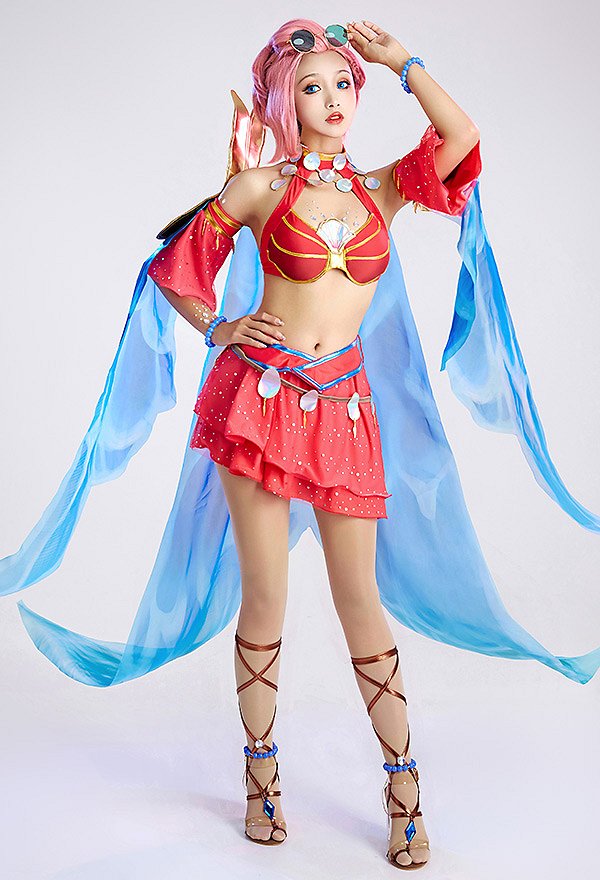 LOL LOL Ashe Cosplay Costume The Frost Archer Ocean Song LOL LOL Ashe Cosplay Costume The Frost Archer Ocean Song