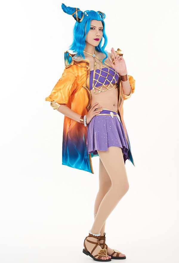 LOL Ocean Song Zeri Cosplay Costume Short Top and Skirt with Coat LOL Ocean Song Zeri Cosplay Costume Short Top and Skirt with Coat