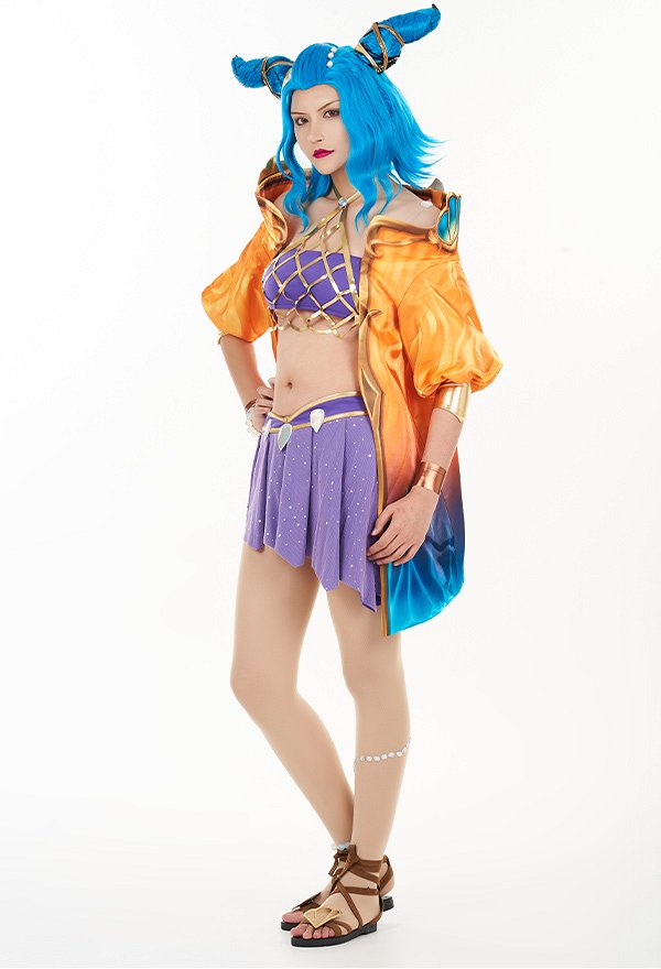 LOL Ocean Song Zeri Cosplay Costume Short Top and Skirt with Coat LOL Ocean Song Zeri Cosplay Costume Short Top and Skirt with Coat