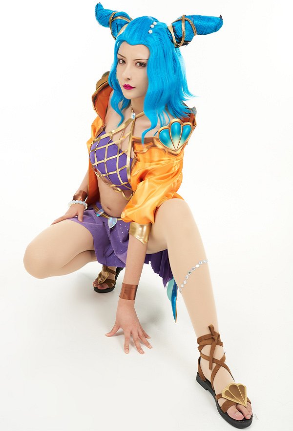 LOL Ocean Song Zeri Cosplay Costume Short Top and Skirt with Coat LOL Ocean Song Zeri Cosplay Costume Short Top and Skirt with Coat