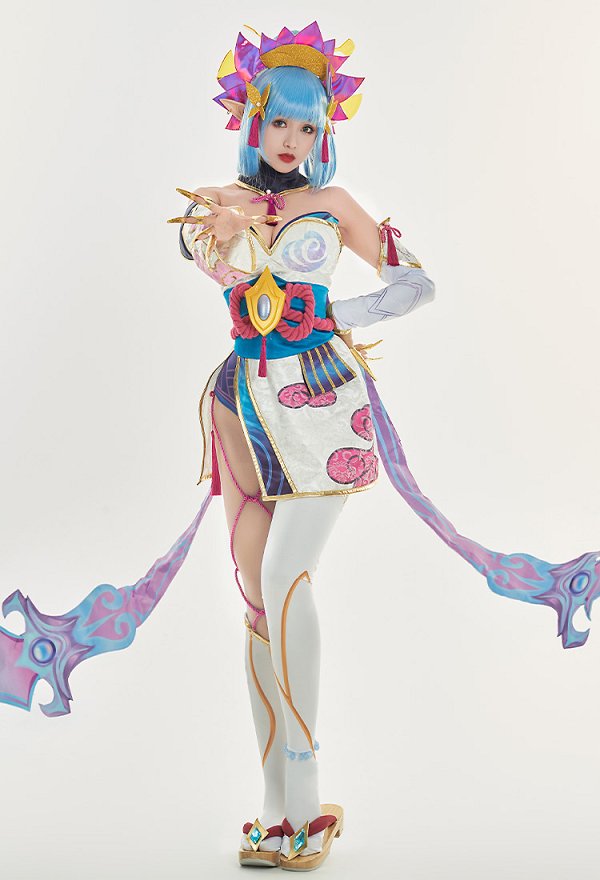 LOL Spirit Blossom Evelynn Cosplay Costume Strapless Tube Top and Shorts with Sleeves and Socks LOL Spirit Blossom Evelynn Cosplay Costume Strapless Tube Top and Shorts with Sleeves and Socks