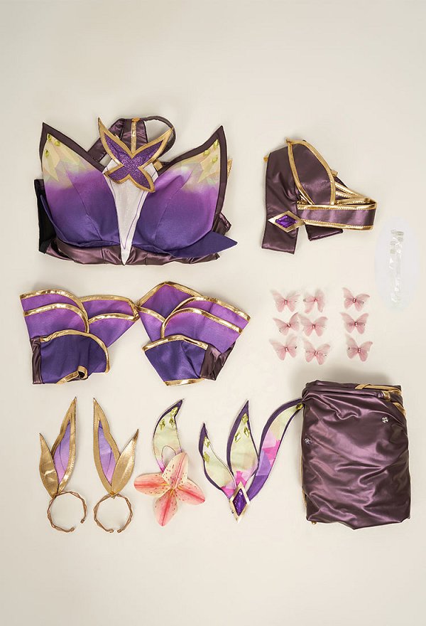 LOL Katarina Faerie Court Skins Cosplay Costume Top and Pants with Sleeves and Belt
