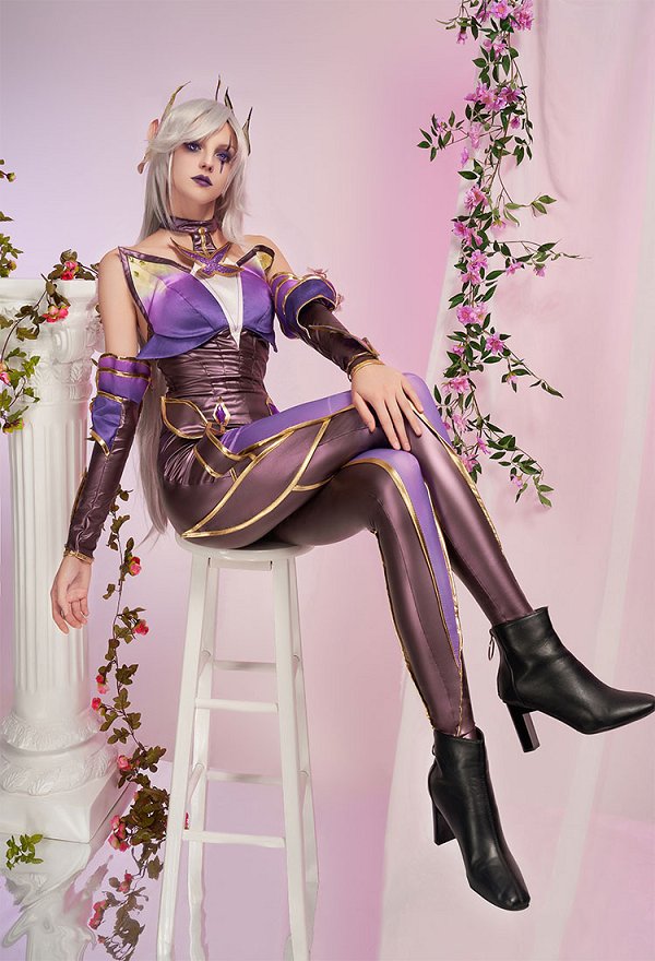 LOL Katarina Faerie Court Skins Cosplay Costume Top and Pants with Sleeves and Belt