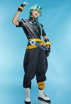 LOL Cosplay Costume Chemise à Manches Courtes et Pantalon Long Assortis de Ceinture et Gants