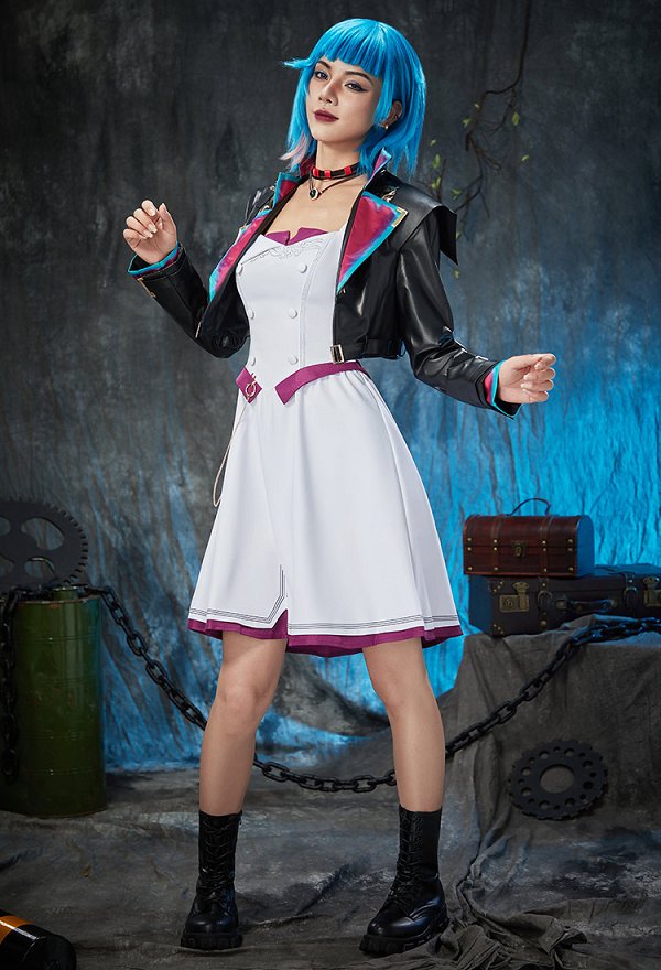 【haute qualité】Arcane LOL Jinx Costume de Cosplay Ensemble chemisier et jupe avec veste 【haute qualité】Arcane LOL Jinx Costume de Cosplay Ensemble chemisier et jupe avec veste