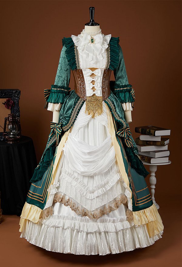 Lord of the Mysteries Audrey Hall Cosplay Costume Vintage Court-style Dress and Skirt with Girdle and Gloves