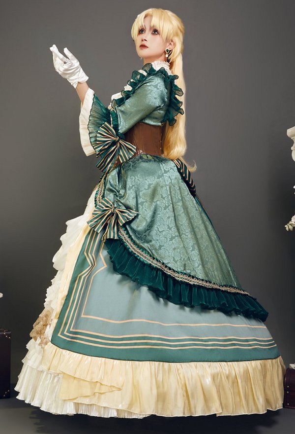 Lord of the Mysteries Audrey Hall Cosplay Costume Vintage Court-style Dress and Skirt with Girdle and Gloves