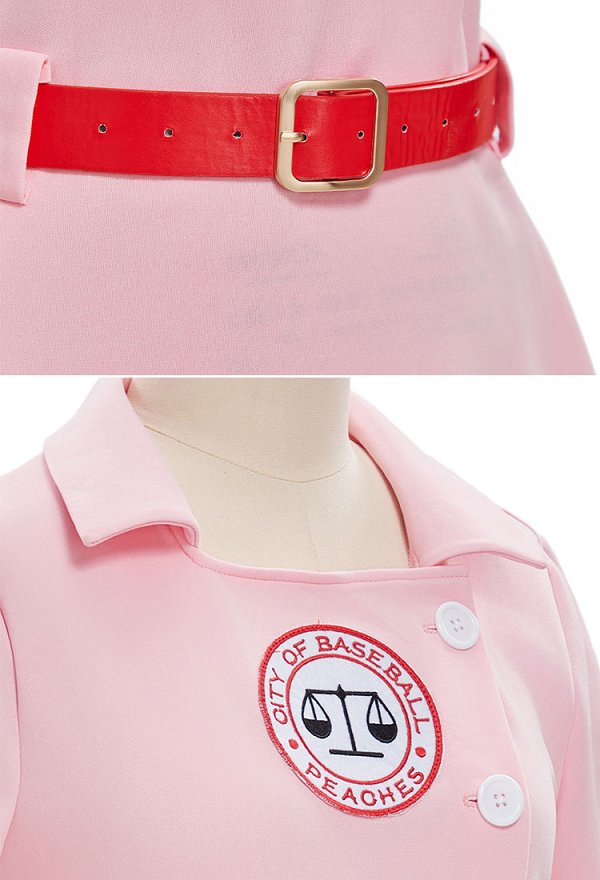 Halloween A League of Their Own Pink Uniforme de baseball avec casquette et ceinture