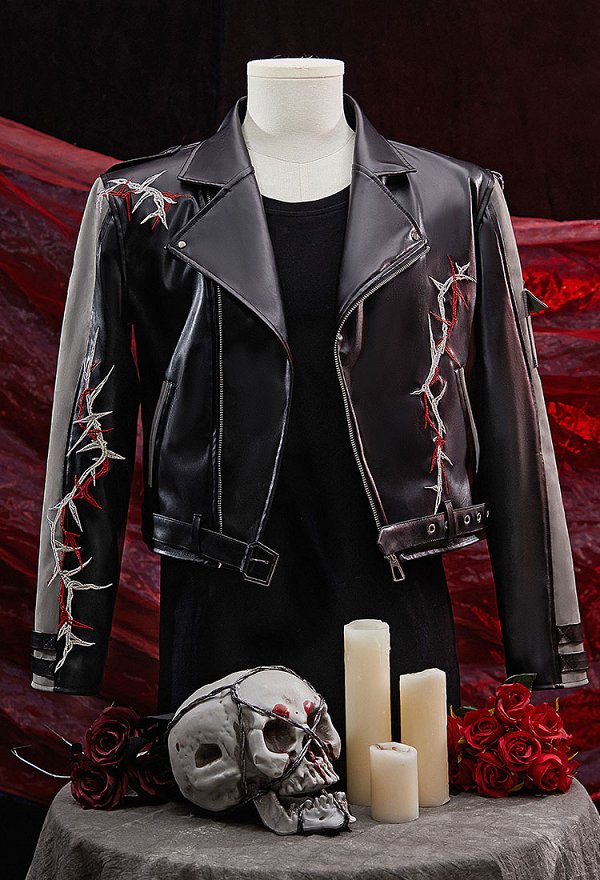 Love and deepspace Sylus Disfraz de Cosplay Chaqueta de cuero con cinturón