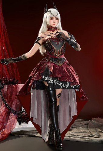 Amor y el espacio profundo Cosplay Traje MC Combate Trajes Escarlata Pasión Abysm Soberano Top Falda Conjunto