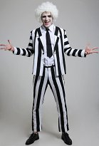 Herren Schwarz und Weiß Streifen Retro Jacke Anzug Kostüm mit Krawatte Herren Schwarz und Weiß Streifen Retro Jacke Anzug Kostüm mit Krawatte