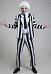 Male Black and White Vertical Stripes Jacket Suit Costume with Tie