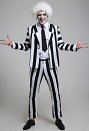 Male Black and White Vertical Stripes Jacket Suit Costume with Tie