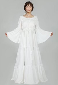 Medieval Renaissance Costume Elegant Flared Sleeve Dress with Corset and Ears